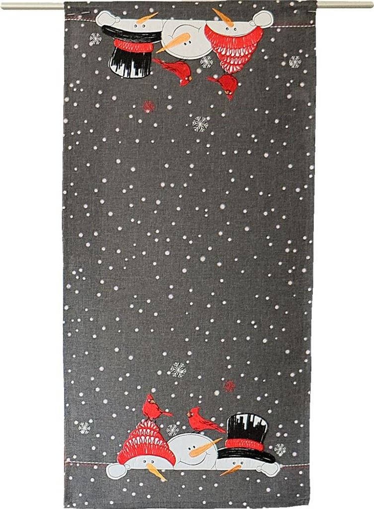 Tischläufer ALICIA Schneemänner Stick Polyester grau 40 x 85 cm