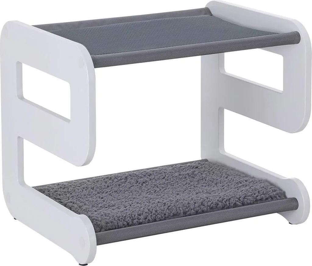 Lit pour chat ergonomique 9 gris blanc contre le stress et le froid
