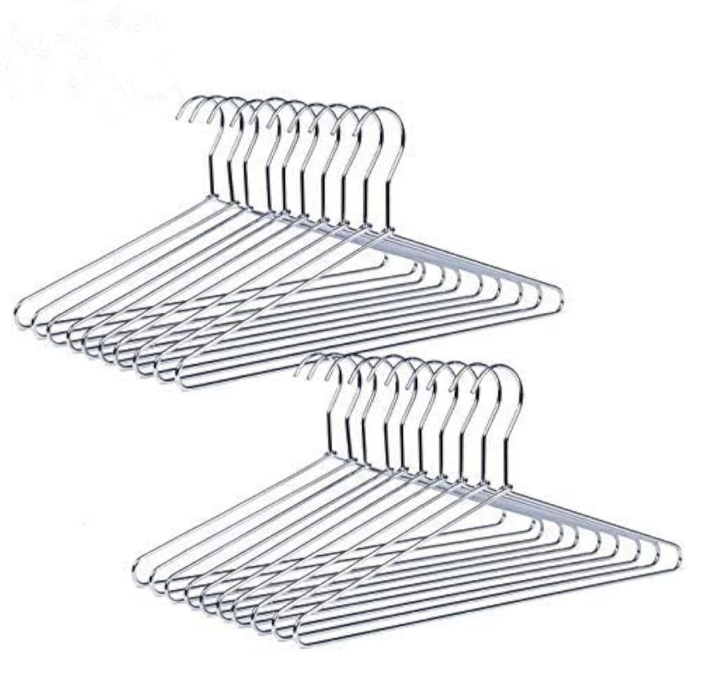 Set mit 20 verchromten Eisenkleiderbügeln, 43 cm lang, silberfarbene Metallkleiderbügel für Anzüge, T-Shirts, Hemden, Mäntel, Kleider und Hose...