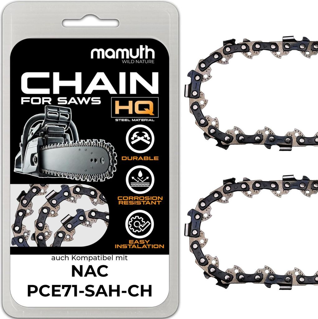 2x Sägekette Kettensäge 20cm 1,1mm 3/8" 33TG für NAC PCE71-SAH-CH