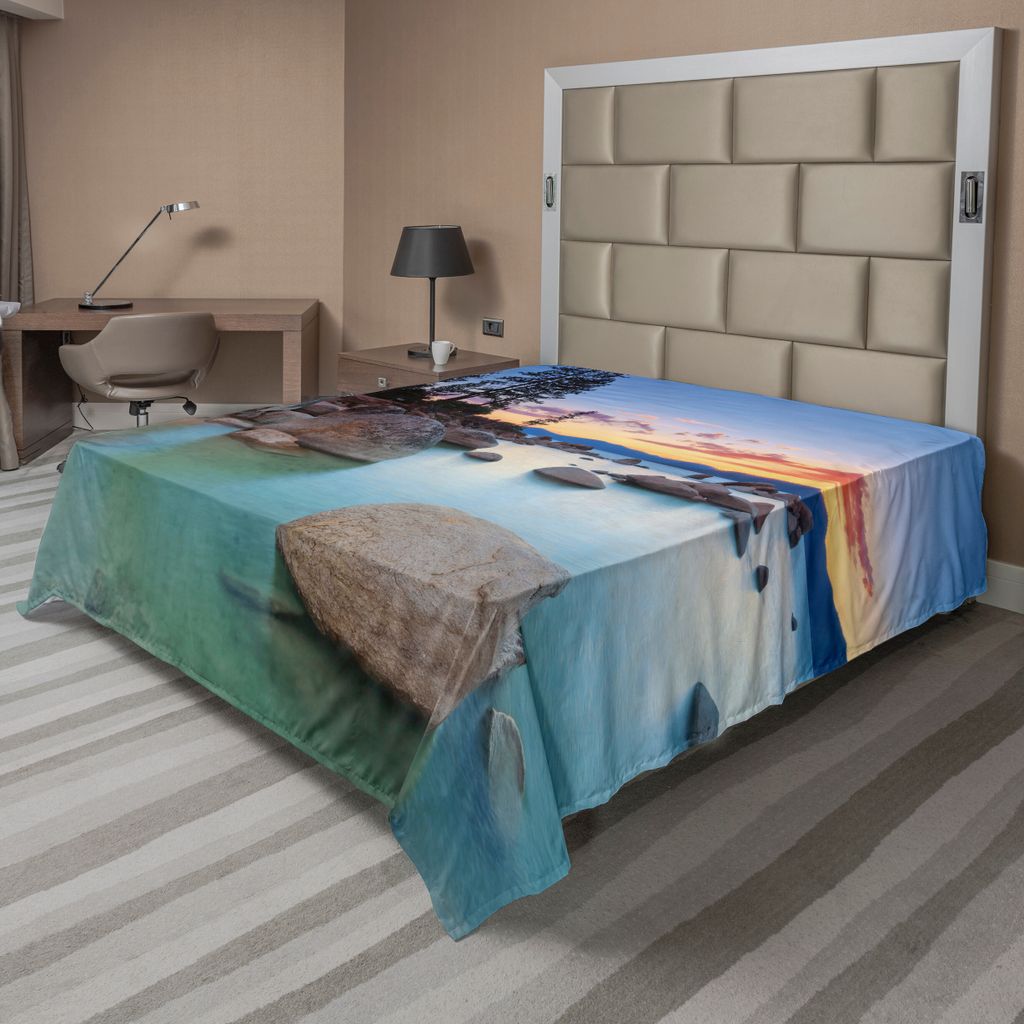 ABAKUHAUS See Bettlaken, Horizont Auf Entsteintem Meer Vorzügliche Sun Beams Reflexion Romantik Shore Küste Thema, weiches bequemes oberes Bettla...