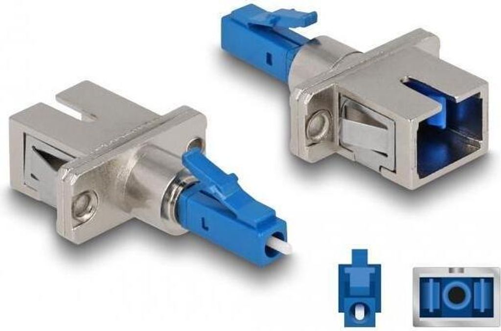 DELOCK LWL Hybrid Kupplung LC Simplex St zu SC Bu blau