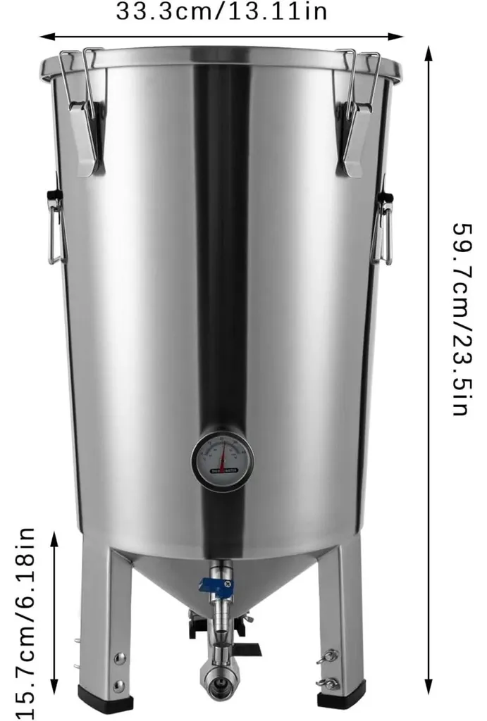 Cuve de Fermentation 32L Inox : Contrôle Température & Robinet Argent