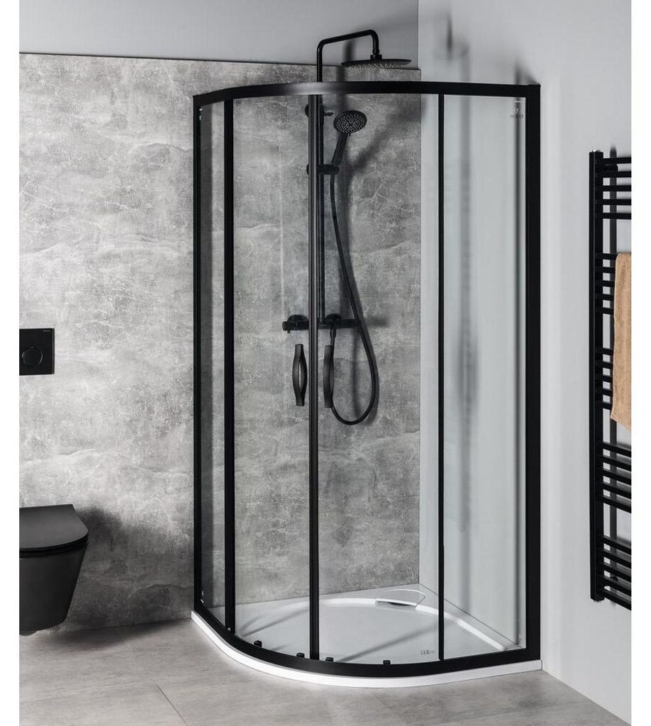 Gelco SIGMA SIMPLY BLACK douchecabine, kwartcirkel, Productafbeelding 