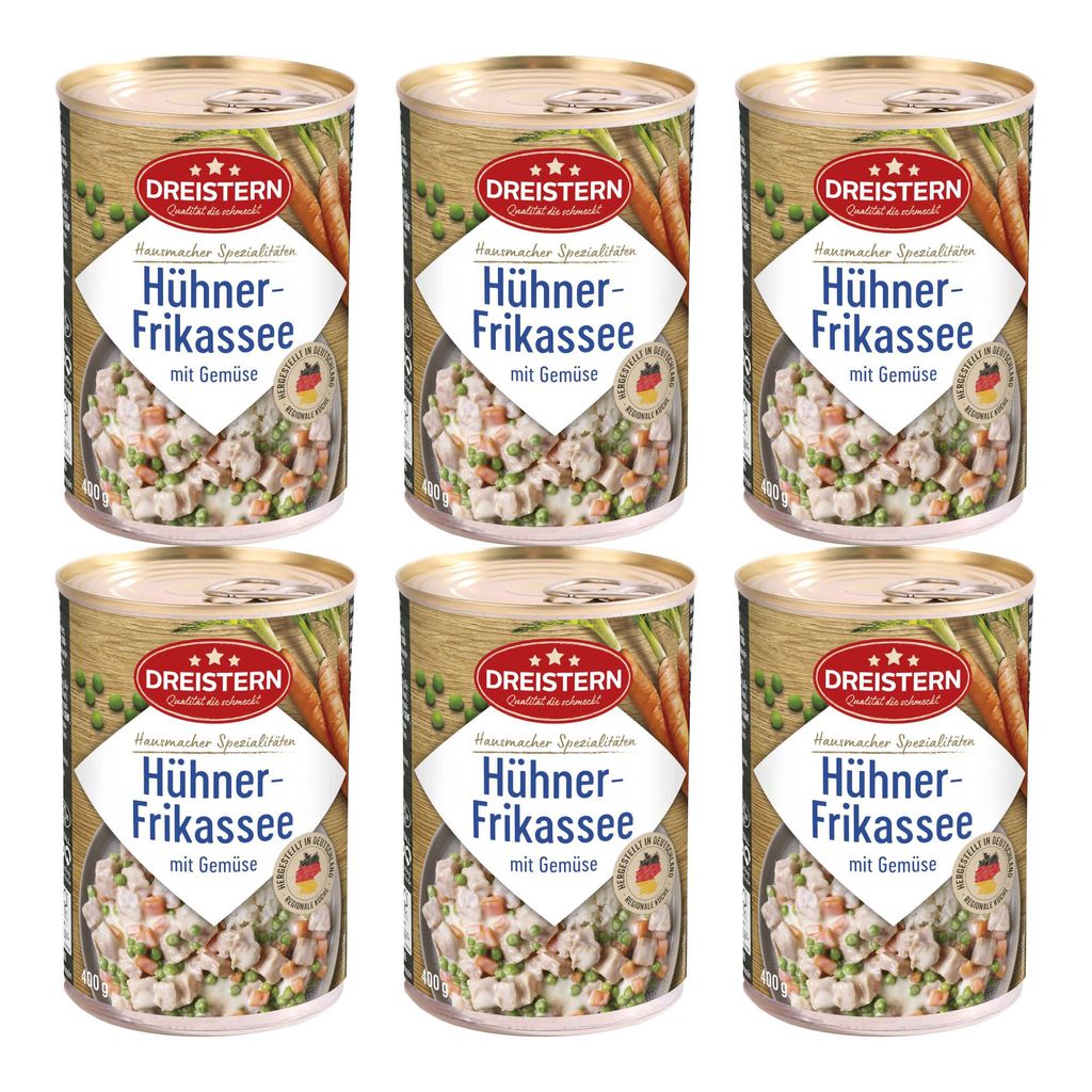 DREISTERN 6x Hühnerfrikassee mit Gemüse 400g Ringpulldose / Produktbild 