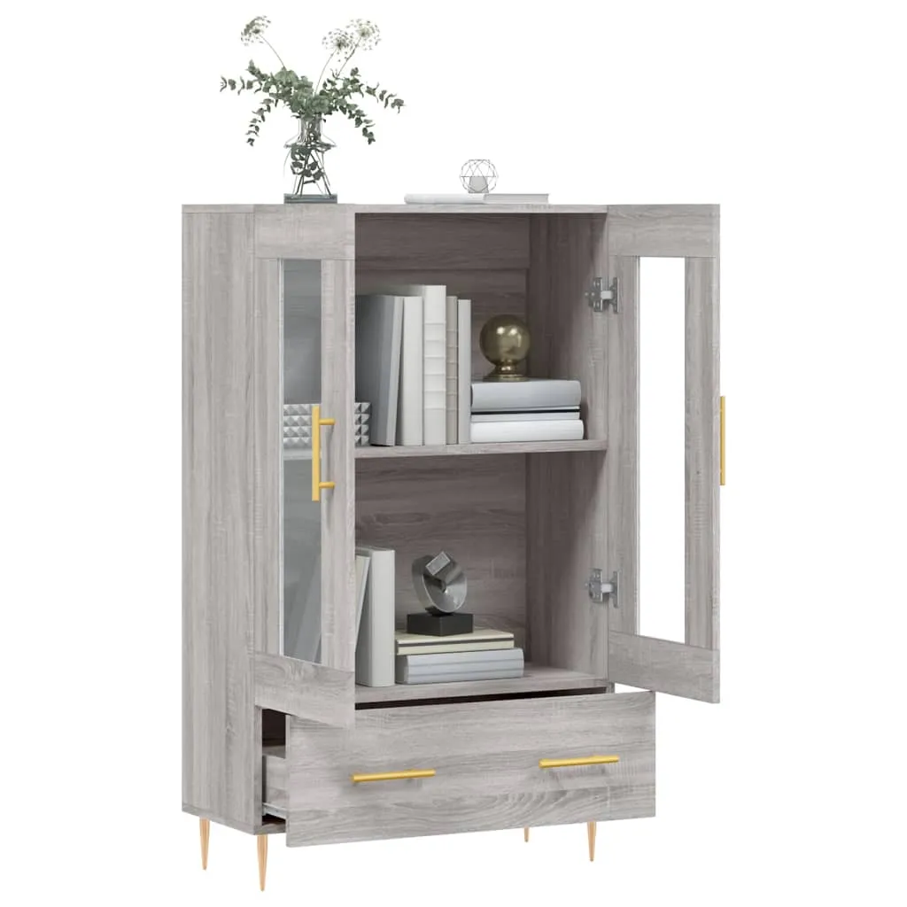 2 pz Comodini con Ante in Vetro Grigio Sonoma 35x37x42 cm CFW668093