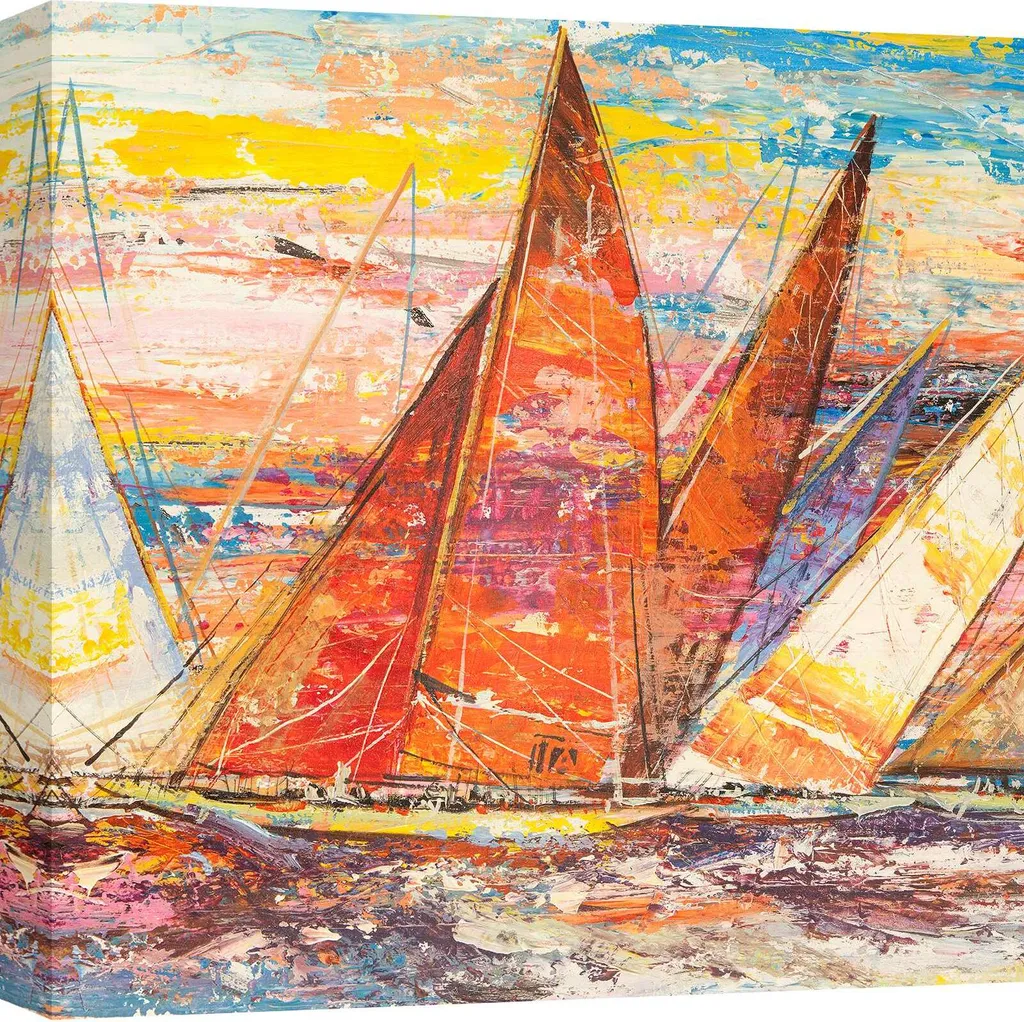 Tableau Contemporain Voile Luigi Florio - Toile Haute Qualité 70x70 cm