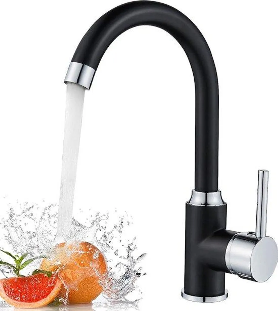 Robinet de cuisine mitigeur noir mat rotatif 360 pour évier moderne