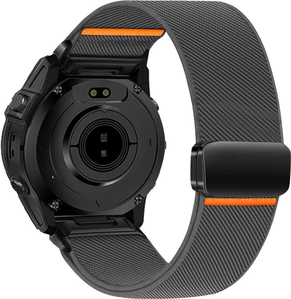 FFO2World Nylonarmband mit Magnet für Garmin Fenix 5/6/7/8 (47 mm), Epix Pro Gen 2 – QuickFit 22 mm, robust & verstellbar, Grau