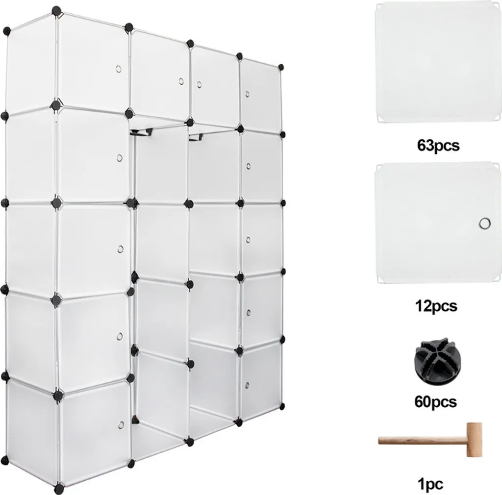 Scaffale Componibile 20 Cubi Fiqops - Mobile Multiuso Bianco Fai da Te