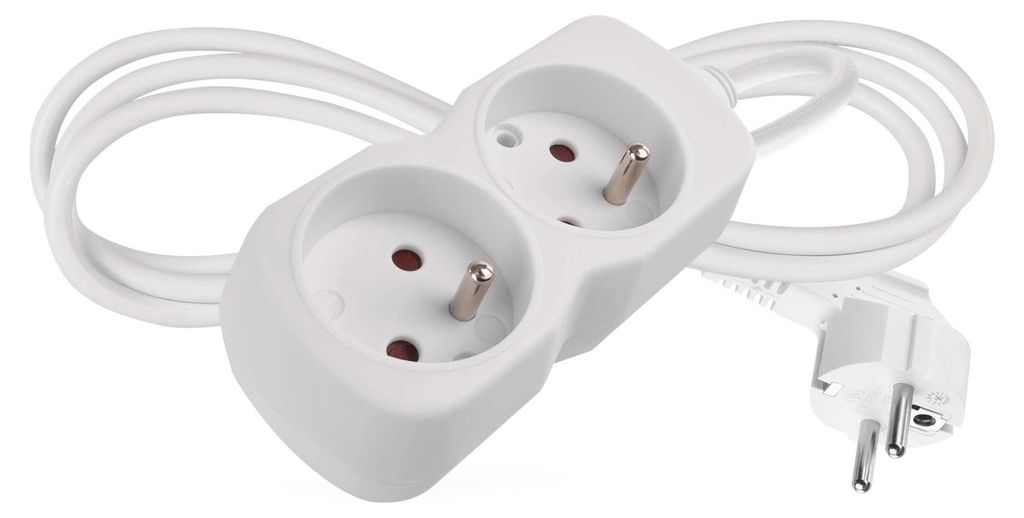 Prodlužovací kabel 1,4 m / 2 zásuvka / bílý / PVC / 1 mm2