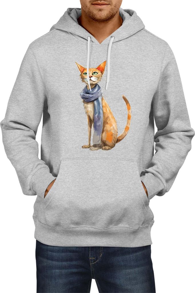 Herren Kapuzenpullover Funny Cats Breeds Javanese Cat 023, Man XL / Grau