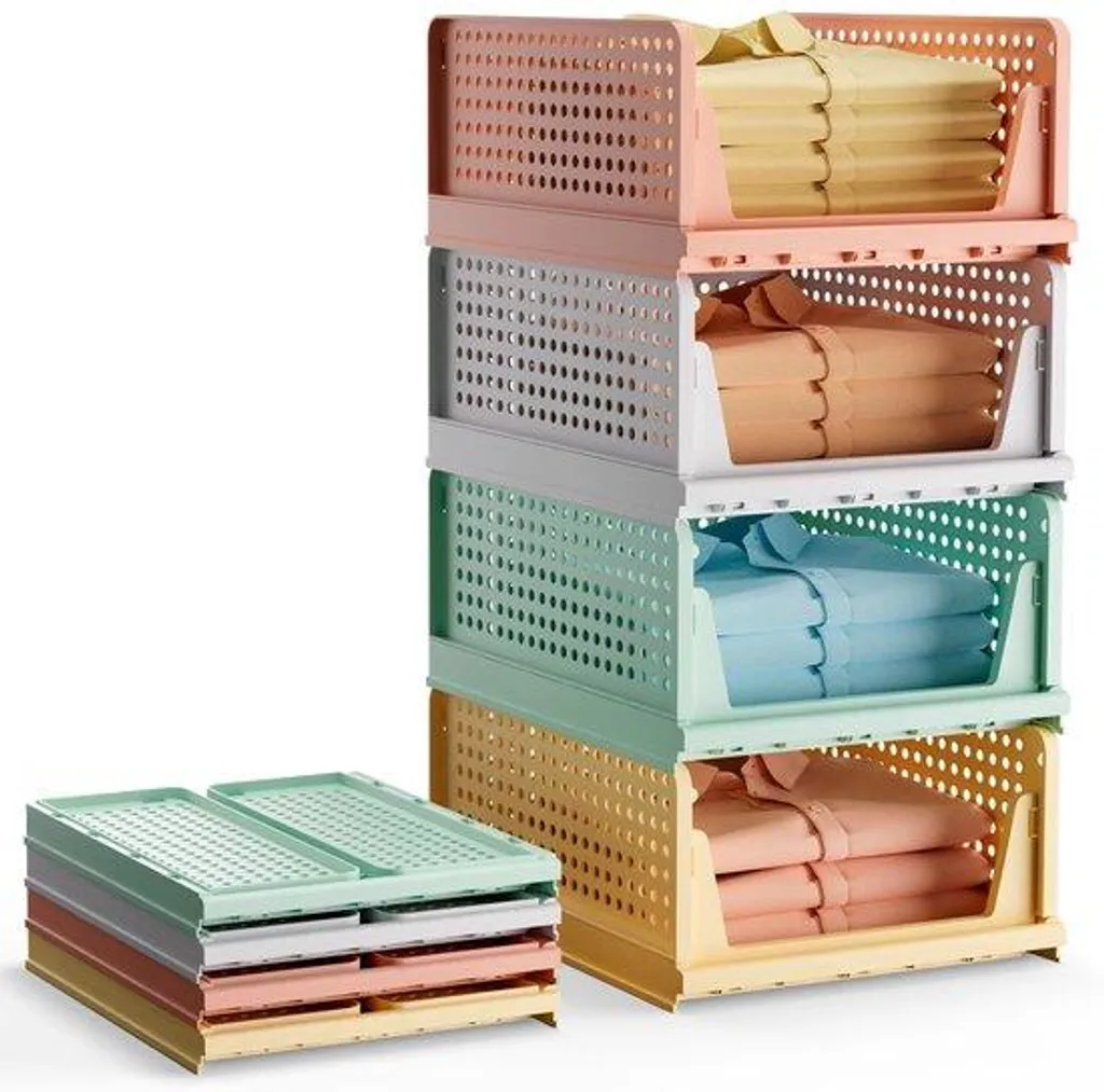 Organiseur en plastique empilable 4 pièces transparent polyvalent