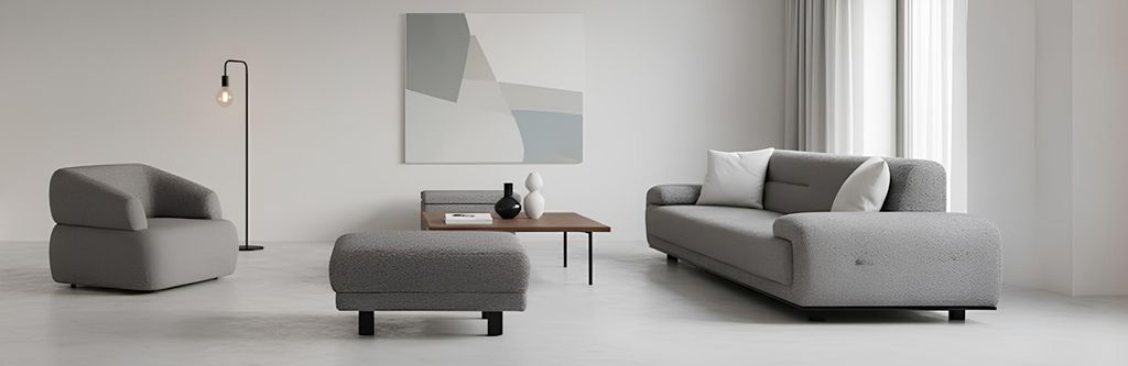 Komfortable Sofa Sessel und Hocker für entspannte Stunden