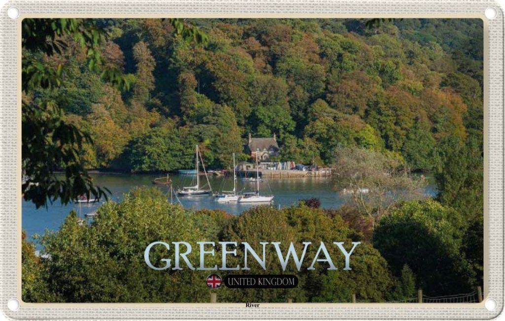 vianmo Blechschild 20x30 cm Greenway River UK England Bildmotiv Reisemotiv Abenteuer Reisen Urlaub