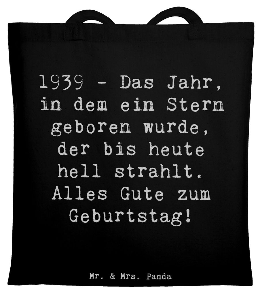 Mr. & Mrs. Panda Tote Bag Spruch 1939 Geburtstag - Schwarz - Geschenk, Alter, Einkaufstasche, vergangene Zeiten, Jutebeutel, Tasche, lange Leben, g...