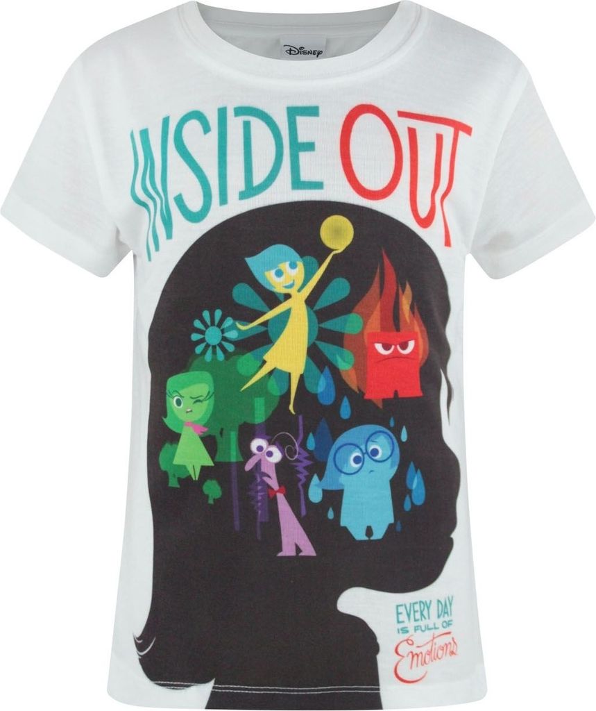 Inside Out offizielles Mädchen Sublimation Charakter T-Shirt NS4981 (7-8 Jahre (128)) (Weiß)