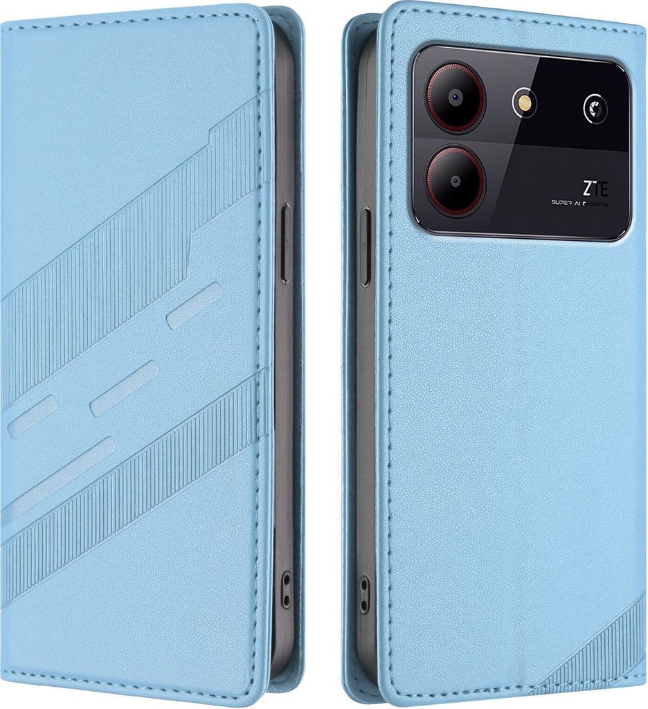Hülle für ZTE Blade A54, Kunstleder Brieftaschen Handyhülle mit Kartenfach und Standfunktion Hellblau