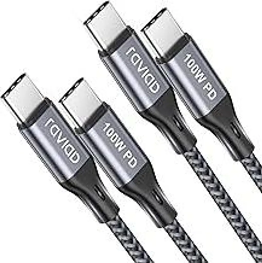 Set 2 Cavi RAVIAD USB C a USB C 100W 2M - Super Ricarica PD iPhone 16/17