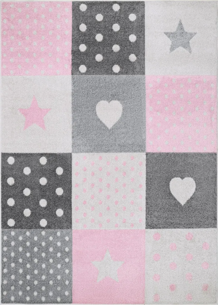 Tapis LAZUR Moderne Rose et Gris 300 x 400 cm pour Chambre d'Enfant