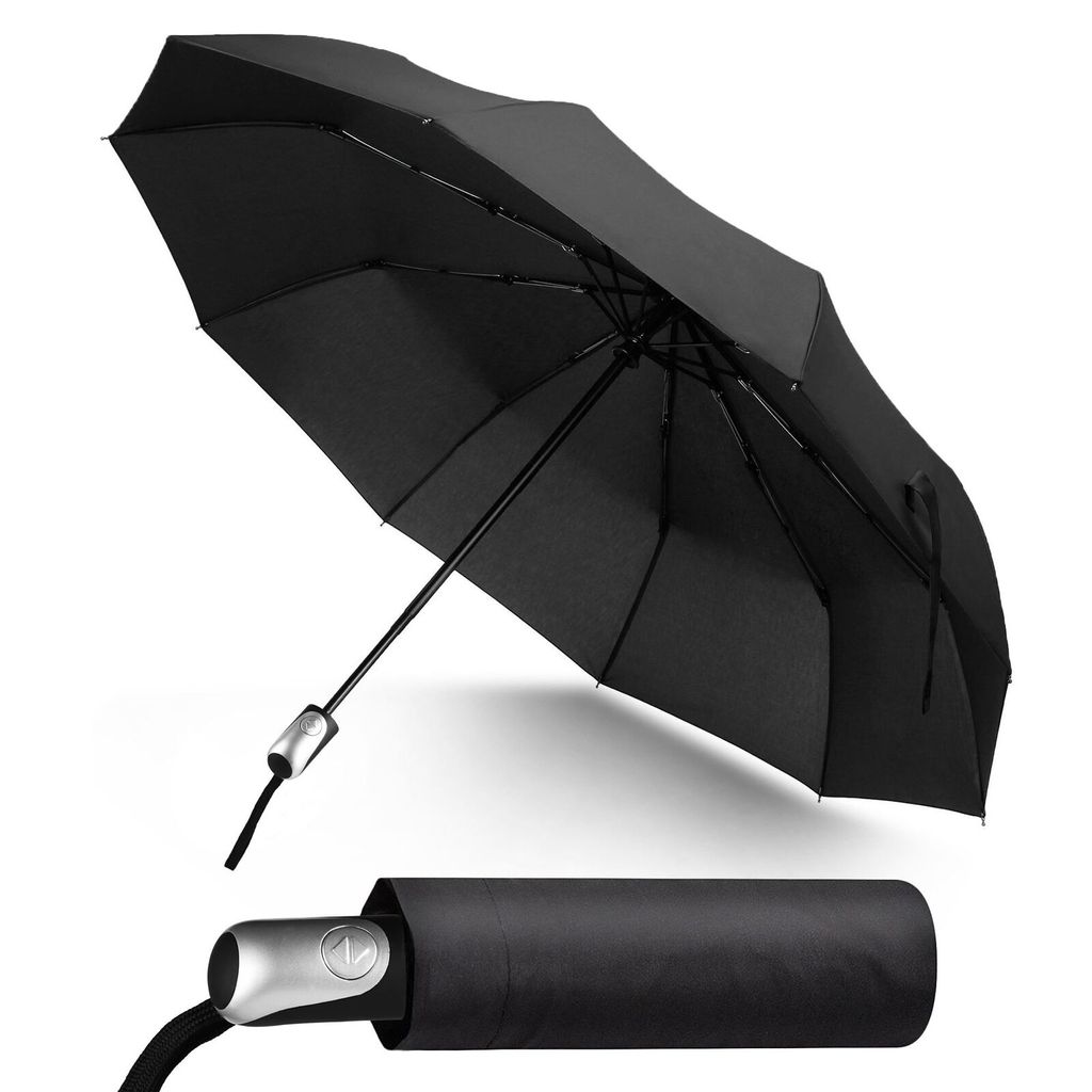 Regenschirm Schwarz Auf-Zu Automatik Stabil Sturmsicher Windfest Herren Damen DE 