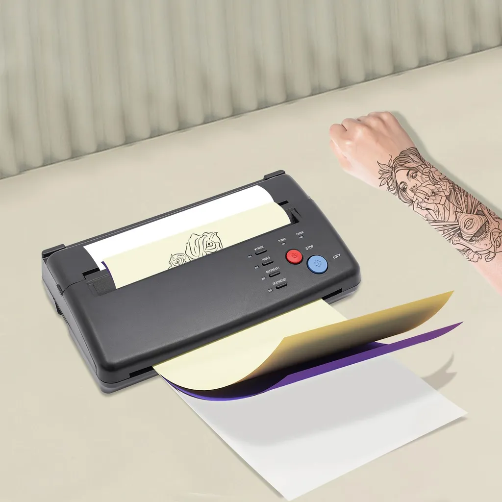 Machine à pochoir tatouage haute résolution format compact noir mat - 2