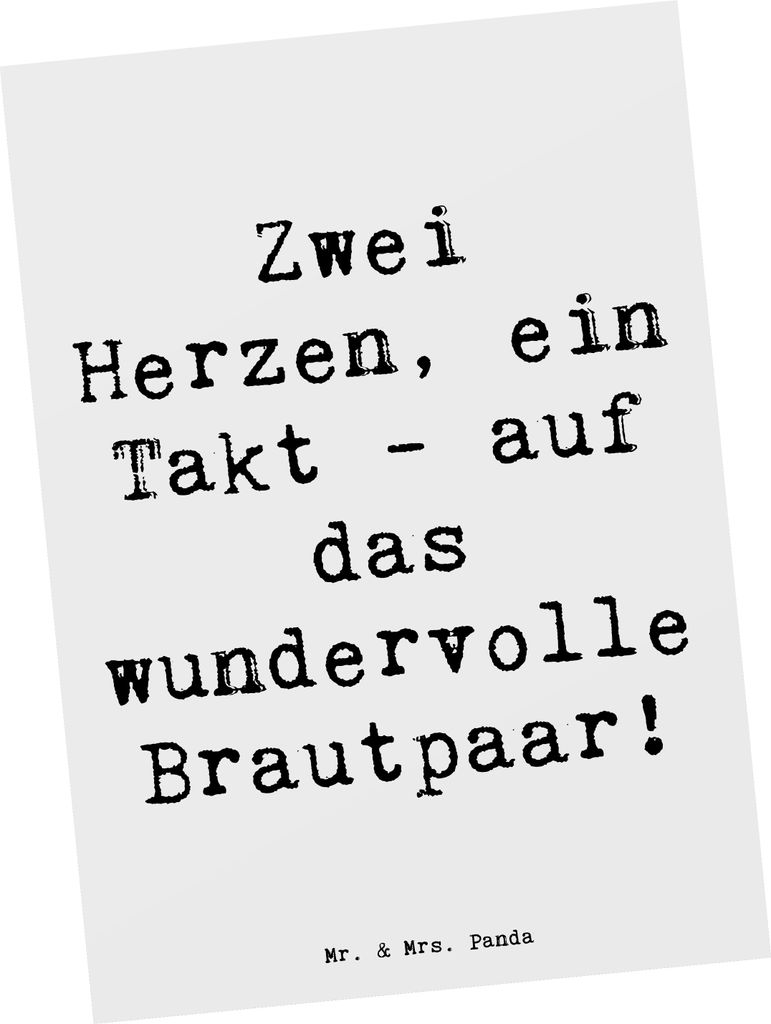 Mr. & Mrs. Panda Postkarte Spruch Brautpaar Herzen - Weiß - Geschenk, Heirat, Feier, verliebt, bildkarte, Heiraten, Ansichtskarten, Geschenke, Pos...