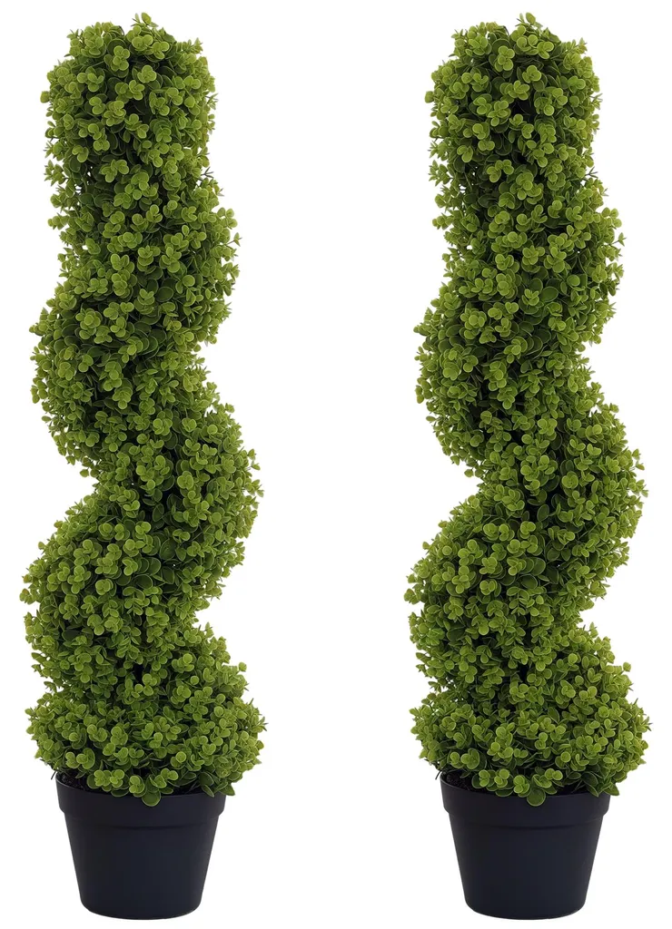 Plante Artificielle Spirale 90 cm - Topiaire Artificiel Lot de 2