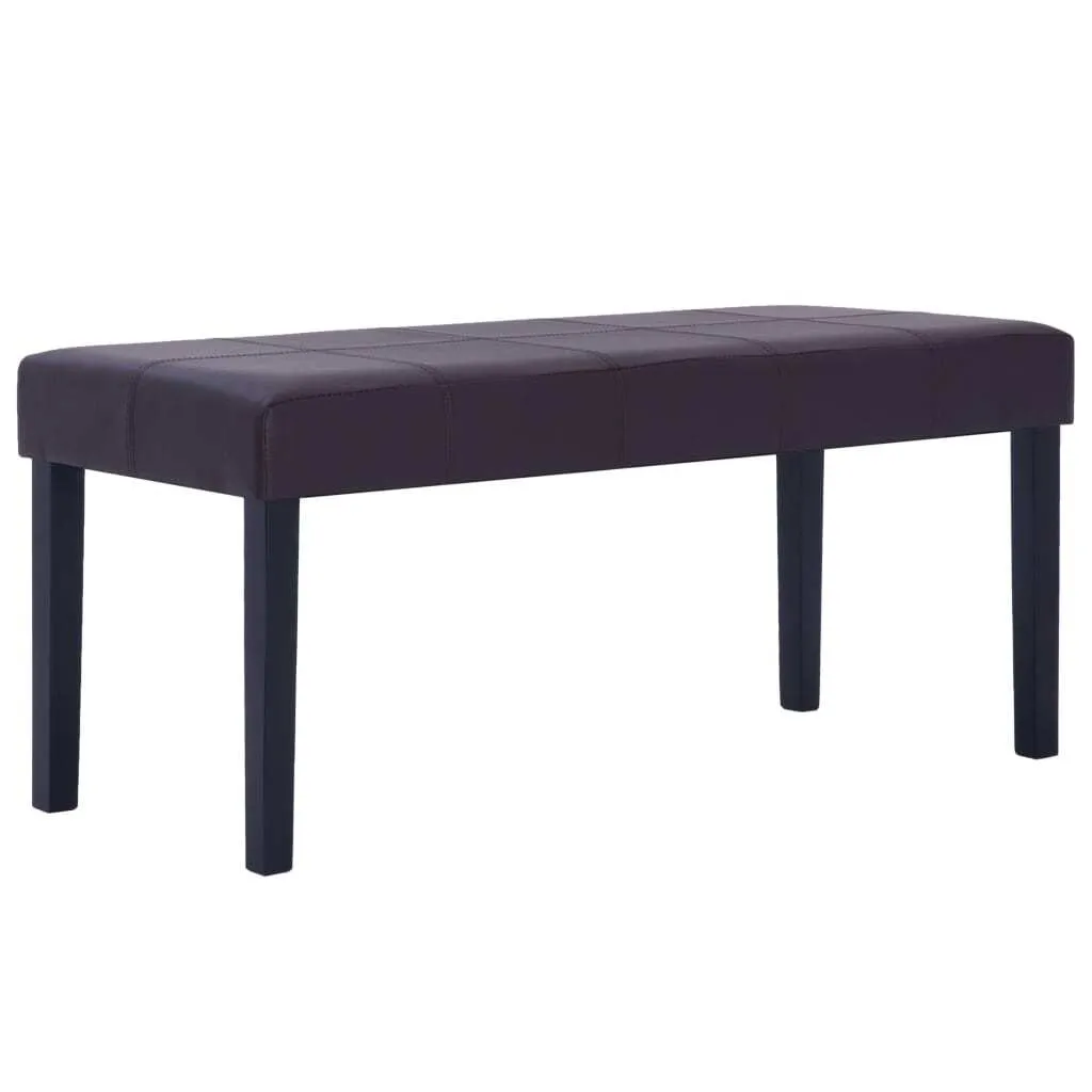 Banc 106 cm brun similicuir robuste - Siège d'appoint gain de place