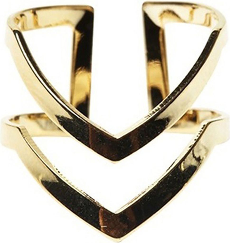 Knuckle Ring halb geöffnet Modeschmuck Doppel V-förmig verstellbar Vintage Damen Glücksringe für Abschlussball-Golden