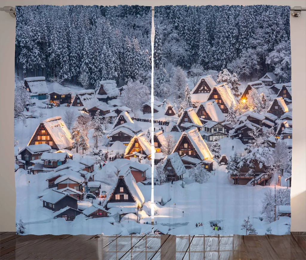 Rideau pour chambre à coucher déco zen village japonais 280x225 cm