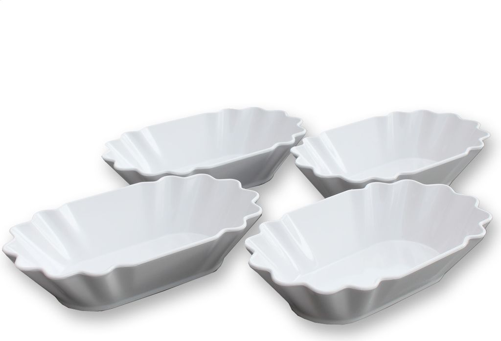 4x Pommesschale Mehrweg bruchsicher Melamin 16,5x9,8x4cm spülmaschinenfest