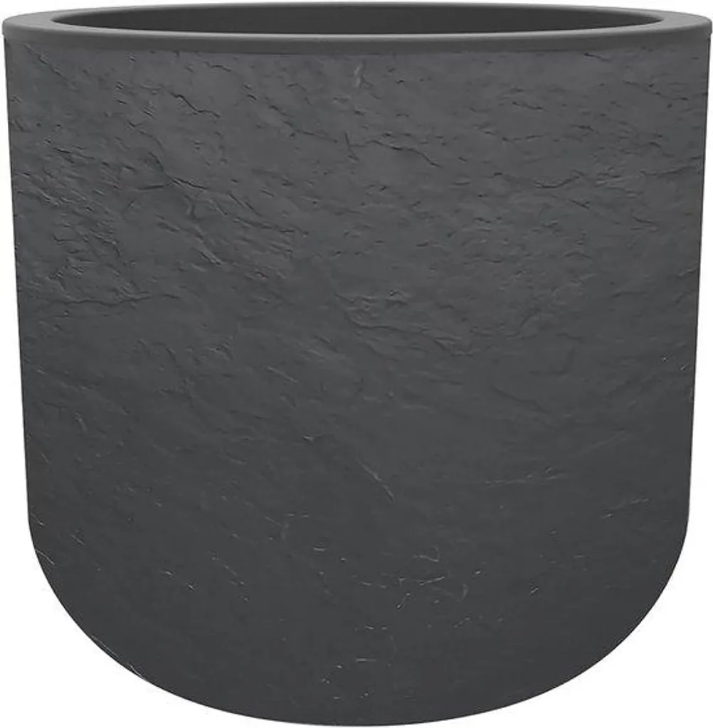 Pot de fleurs anthracite effet pierre avec drainage d'eau de pluie 40cm