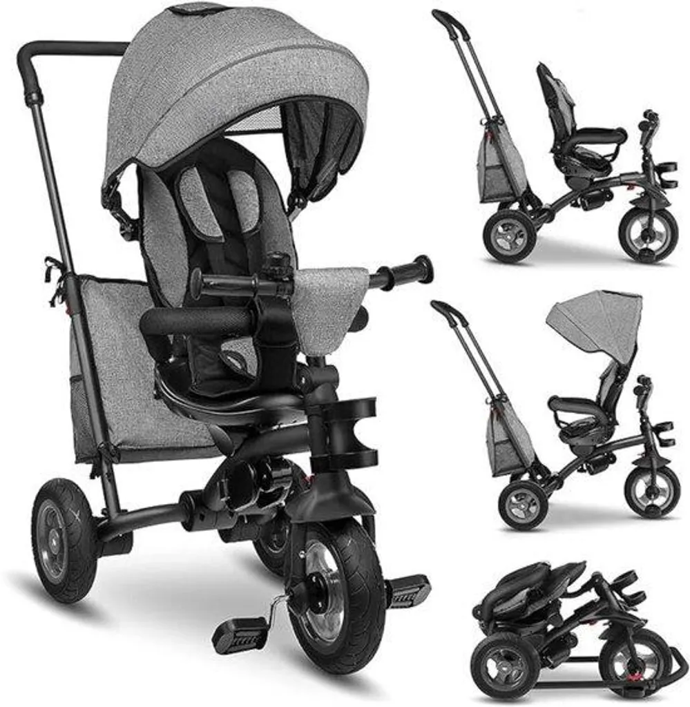 Tricycle pour enfants avec barre de guidage amovible et siège confort