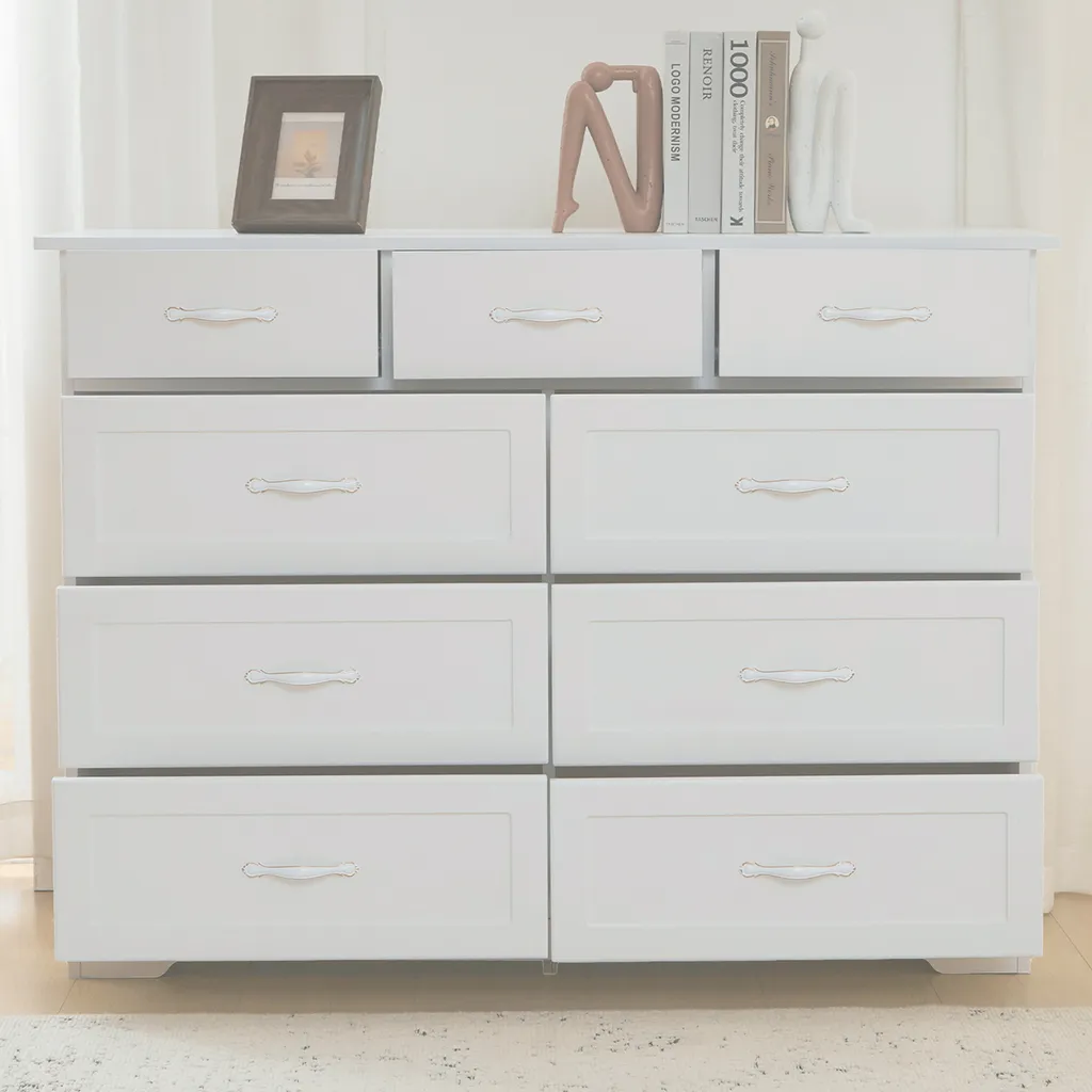 Commode Robuste 9 Tiroirs avec Sécurité Anti-basculement AIORBER Blanche - 7