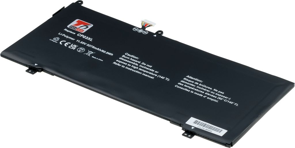T6 Power Akku für Hewlett Packard Laptop, Teilenummer CP03XL, Li-Poly, 11,55 V, 5275 mAh (60 Wh), schwarz