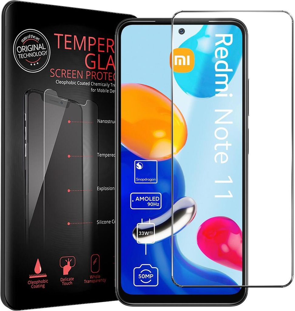 2x Conie Glasfolie für Xiaomi Redmi Note 11 / 11s Displayschutz Folie Panzer Glas Premium Schutzfolie Set Blasenfrei