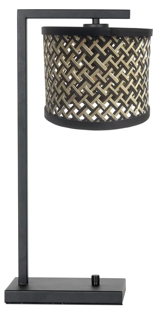 Lampe d'Ambiance Noire en Métal et Bois de Bambou Stang Steinhauer