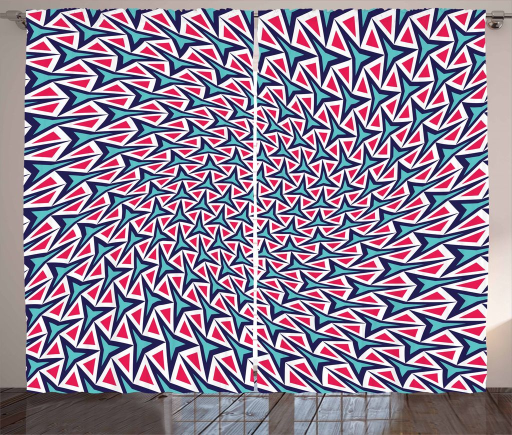 ABAKUHAUS trippy Rustikaler Vorhang, Retro Hipster Abstrakt, Wohnzimmer Universalband Gardinen mit Schlaufen und Haken, 280 x 245 cm, Dunkle Korall...