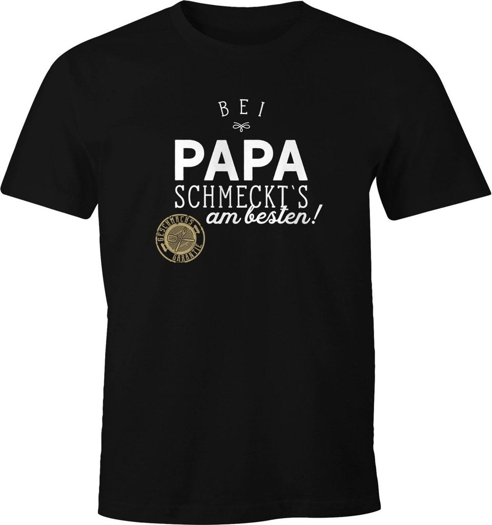 Herren T-Shirt Bei Papa Opa schmeckt`s am besten grillen kochen BBQ Fun-Shirt Moonworks Papa schwarz XXL