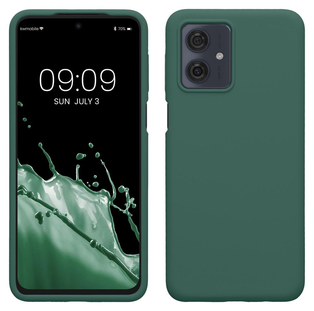 kwmobile Handyhülle für Motorola Moto G54 5G Hülle - Case Silikon - Kabelloses Laden - Schutzhülle Cover in Tannengrün