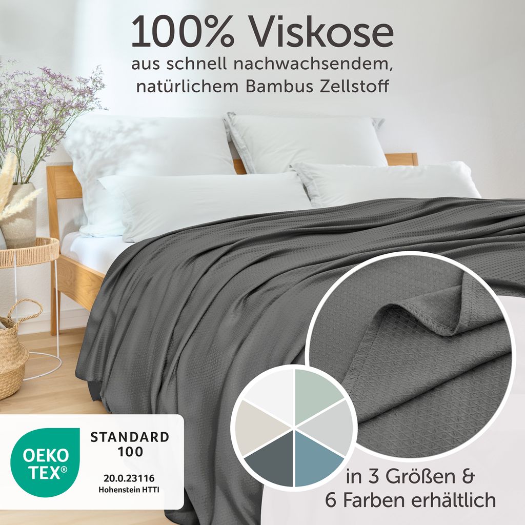 Blumtal Khldecke 200x230 cm - Bambus Sommerdecke fr Sofa