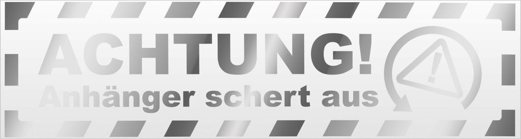 Kiwistar Achtung Anhänger gestreift Magnetschild Schild magnetisch - 20cm Chrom - Magnetfolie für Auto PKW Kfz