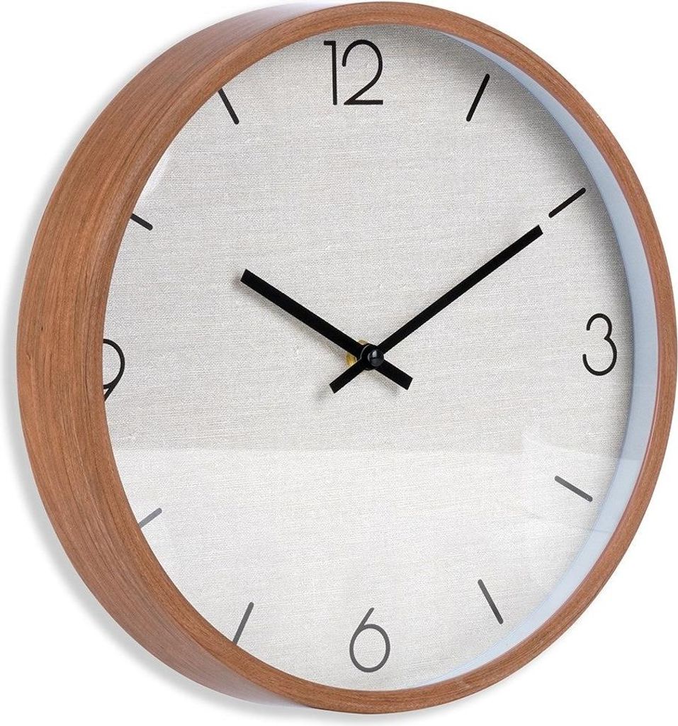 Horloge murale avec finition en bois et chiffres noirs Image du produit 