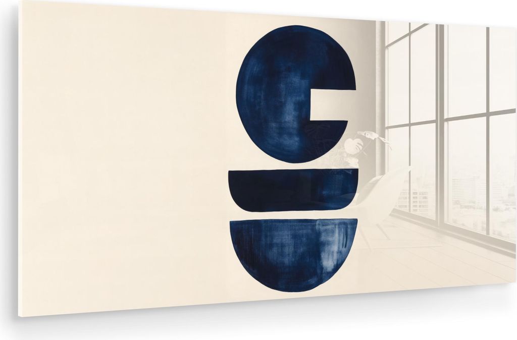 MuchoWow Glasbilder - Bilder auf Wandbild - Foto auf Glas Formen - Blau - Abstrakt 40x20 cm Wanddekoration aus Glas - Acrylglasbild - Acrylbilder -...