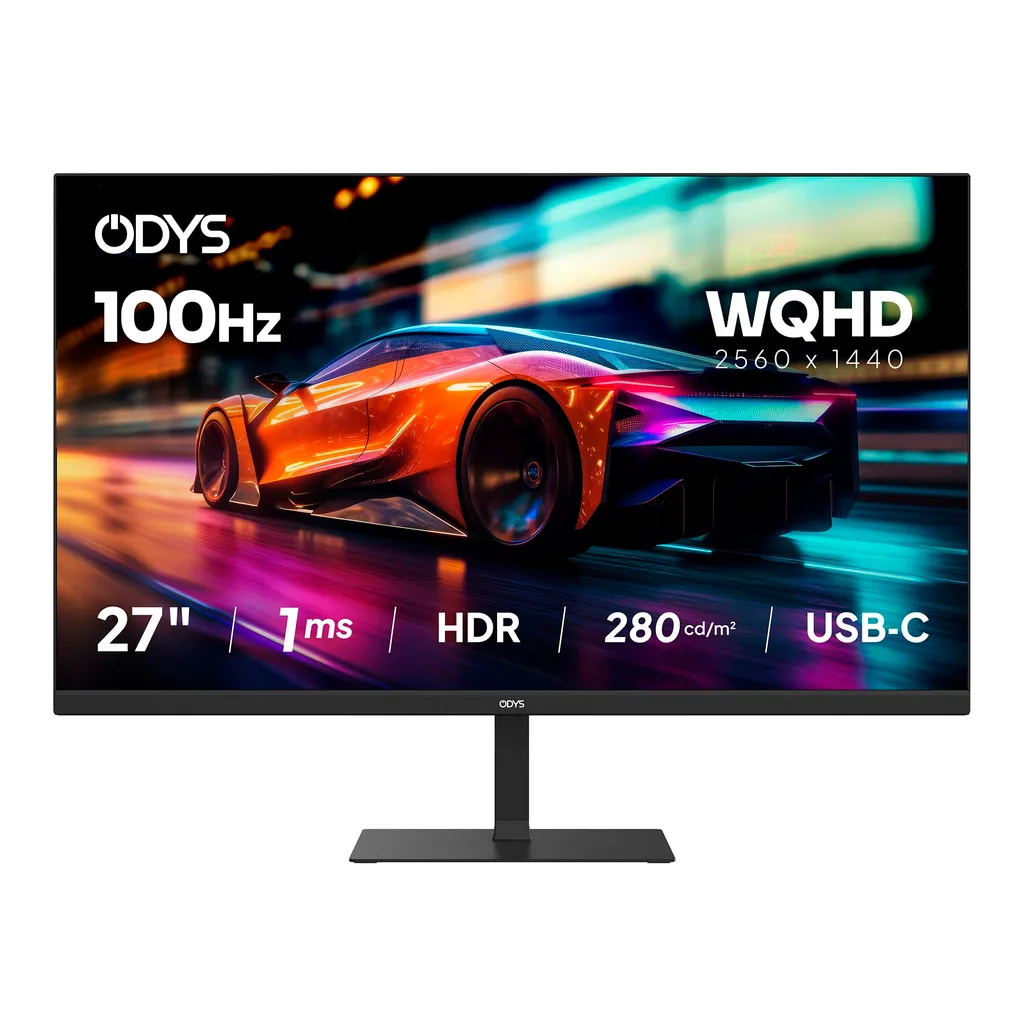 ODYS i27-Q-100 LED-Monitor  (A - G) 68.6 cm (27 Zoll) 2560 x 1440 Pixel 16:9 1 ms HDMI® 2.1, DisplayPort, USB-C®,