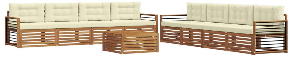vidaXL Outdoor-Sofagarnitur mit Kissen 9 pcs Natur und Creme