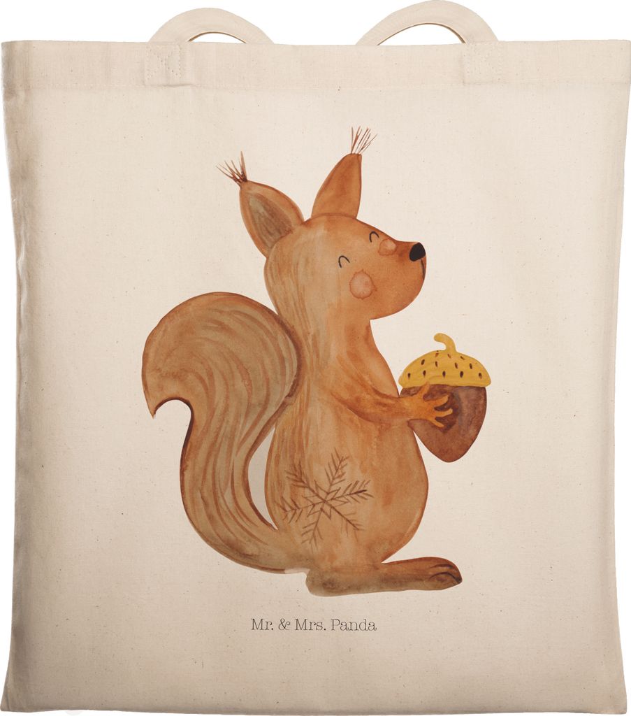 Mr. & Mrs. Panda Tote Bag Eichhörnchen Weihnachtszeit - Transparent - Geschenk, Tasche, Guten Rutsch, Neujahr, Einkaufstüte, Weihnachten, Jutebeu...