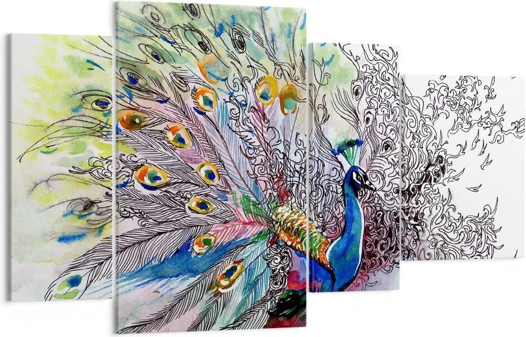 Bild auf Leinwand - Leinwandbild - Pfau Feder Farbe - Produktbild 
