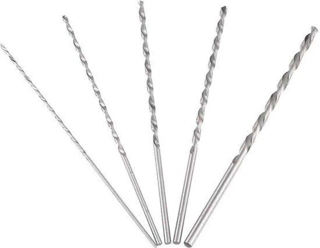 Forets hélicoïdaux métaux HSS extra-longs 2 à 5 mm pour perçage profond